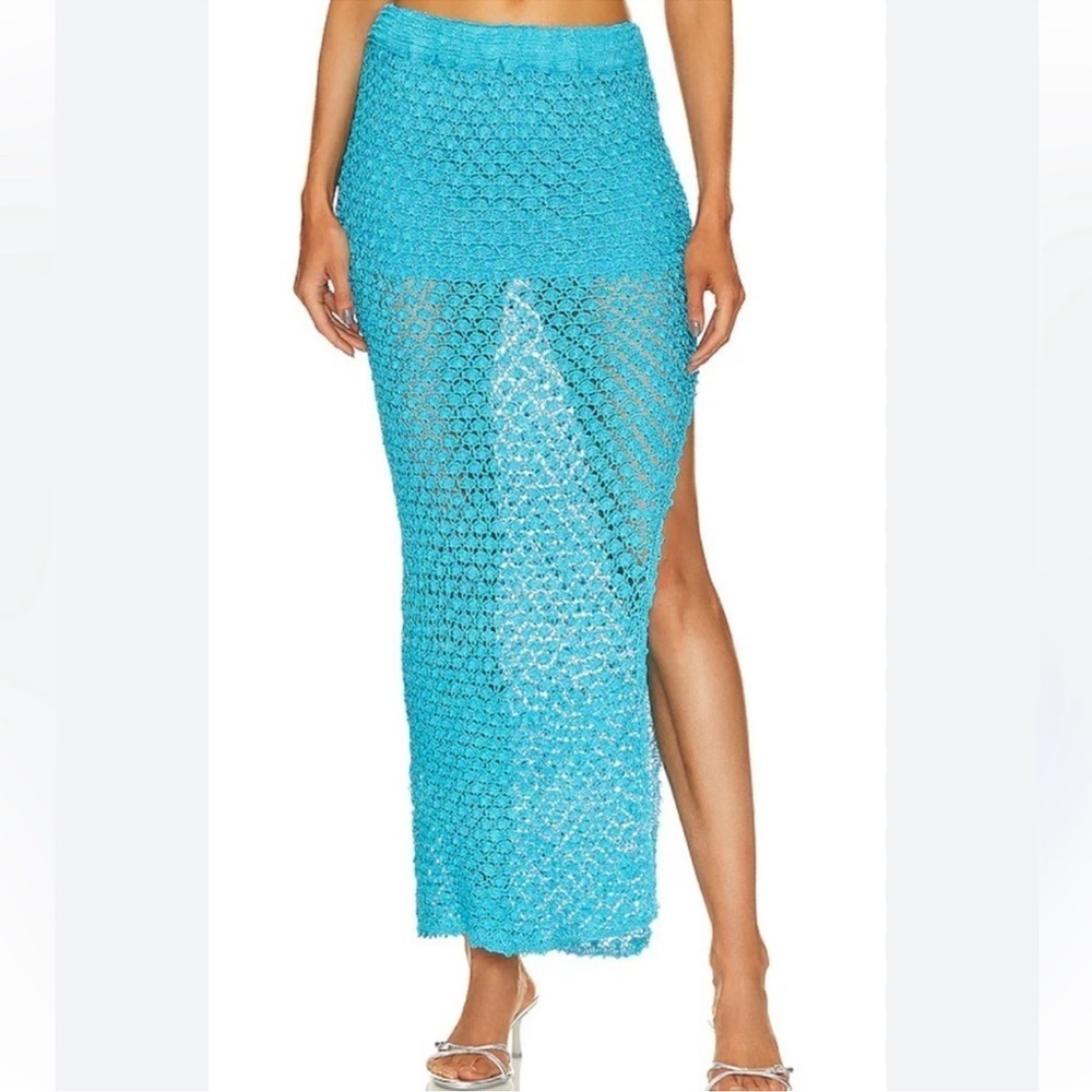 SER.O.YA Sandy Crochet Skirt in Turquoise